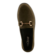 Flexus Cashmeran Shoes in olive top view - Robin Boutique