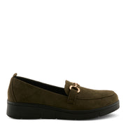 Flexus Cashmeran Shoes in olive side view - Robin Boutique