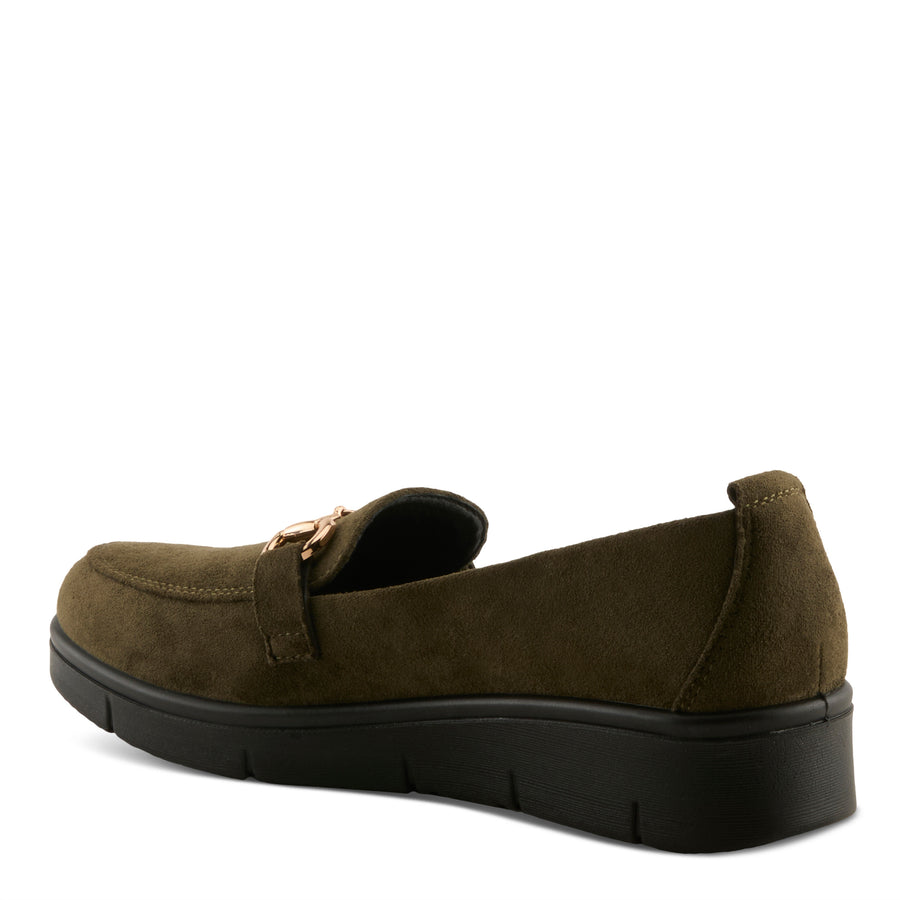 Flexus Cashmeran Shoes in olive back view - Robin Boutique