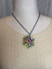 Pansy and Rose Porcelain Cluster Necklace by Gina