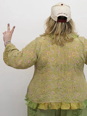Crepe Sari Ruffle Daisy Blouse #174 by Kantha Bae