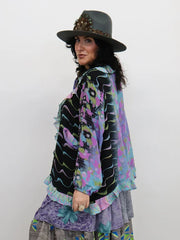 Crepe Sari Ruffle Daisy Blouse #174 by Kantha Bae