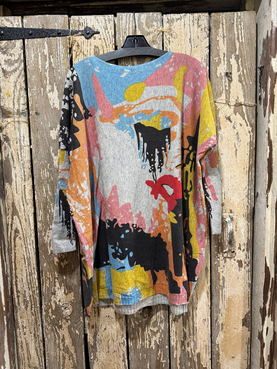 Long Sleeve Abstract Pullover Sweater