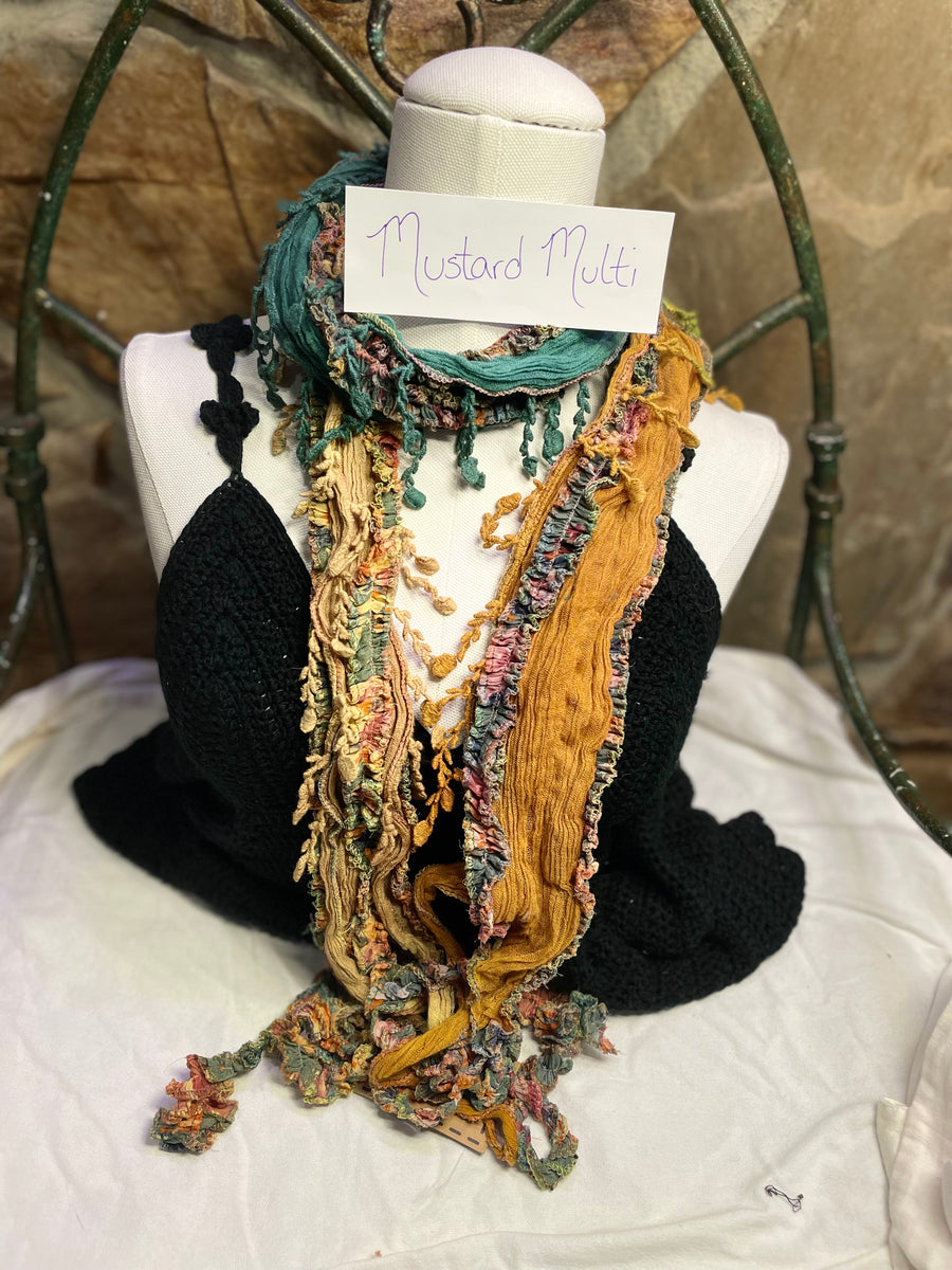 Boho Mixed Tassel Handmade Scarf Necklace