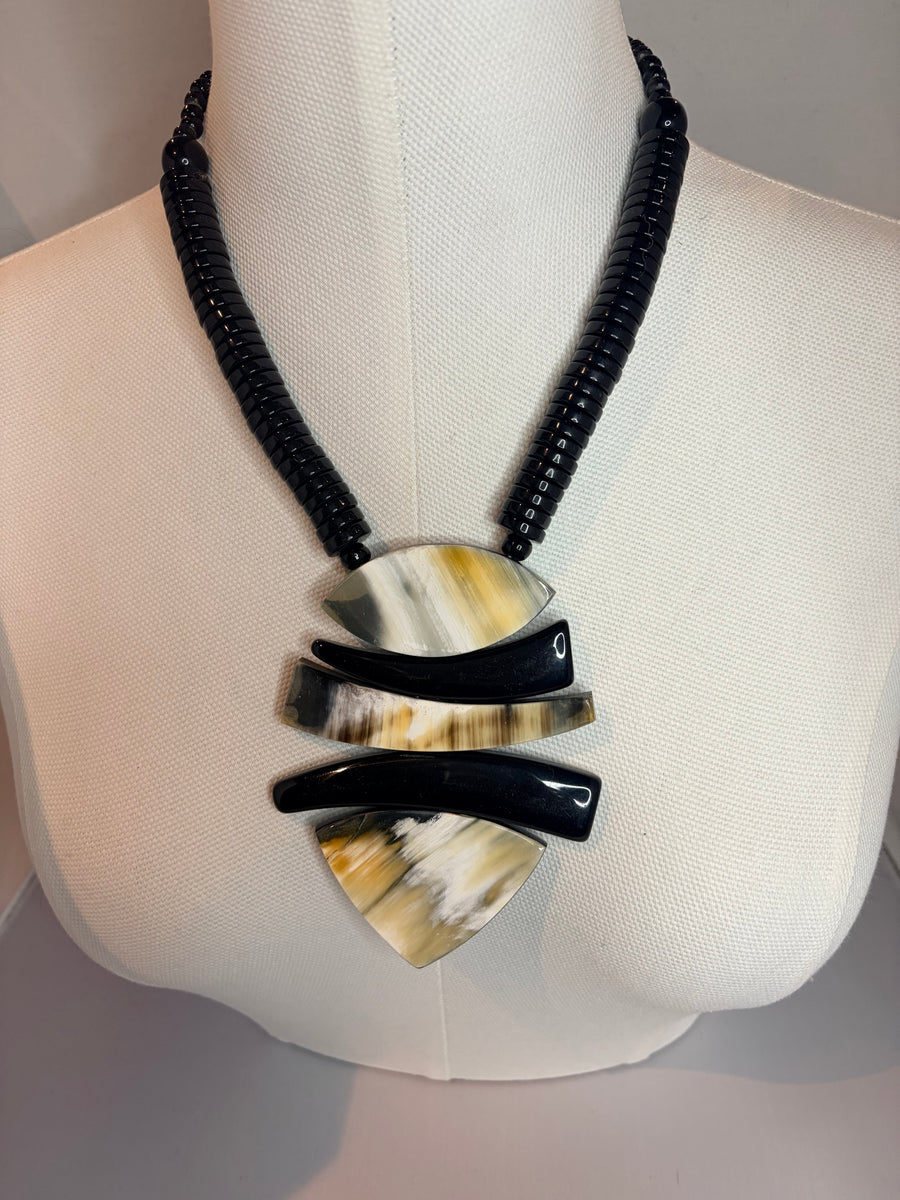 Onyx & Horn Mosaic Necklace