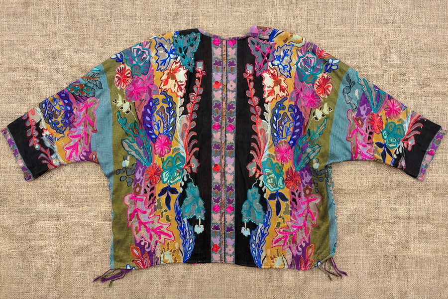 Embroidered Reversible Tapestry Fringe Short Jacket
