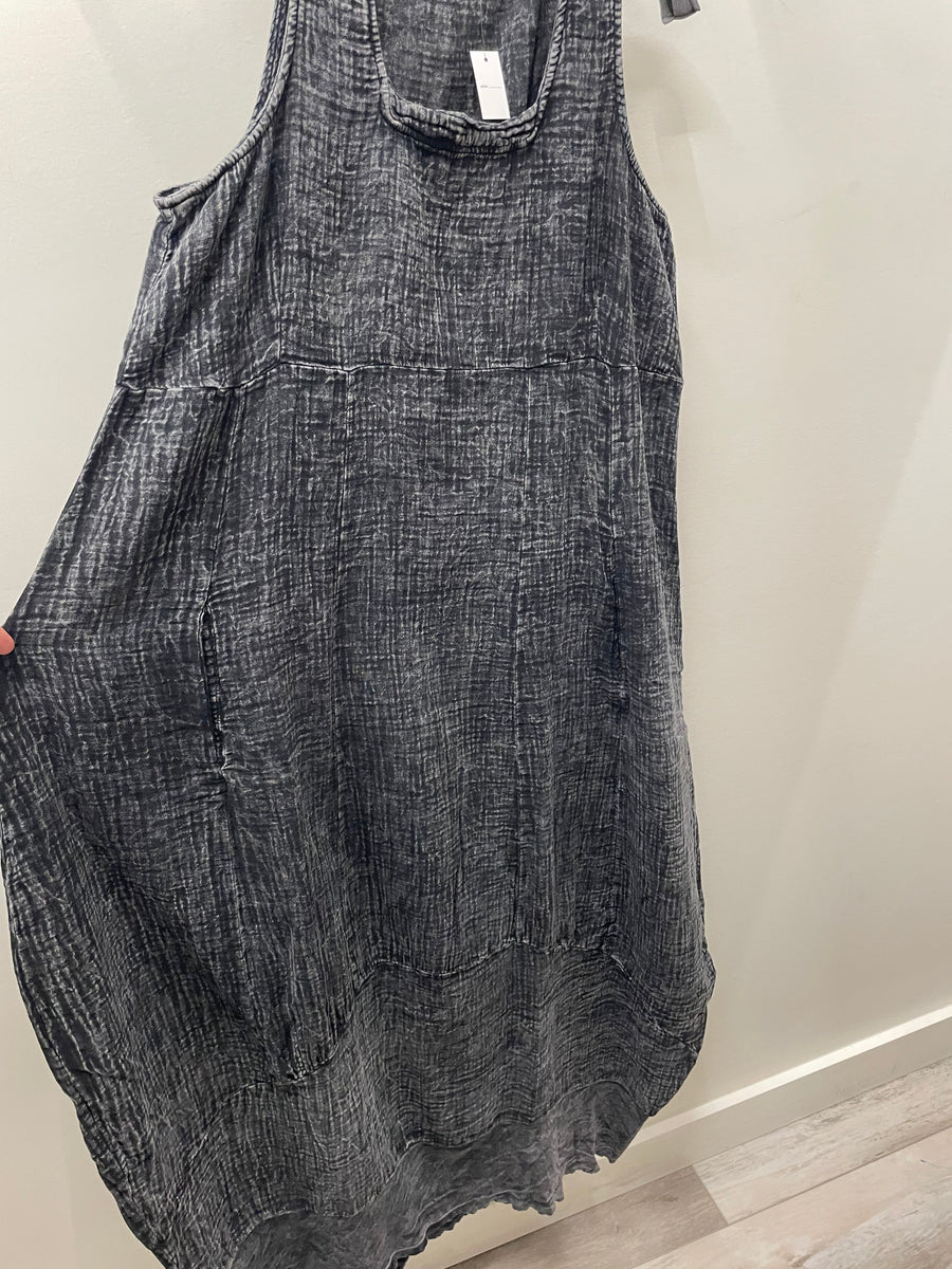 Stone Washed Double Gauze Balloon Maxi Dress