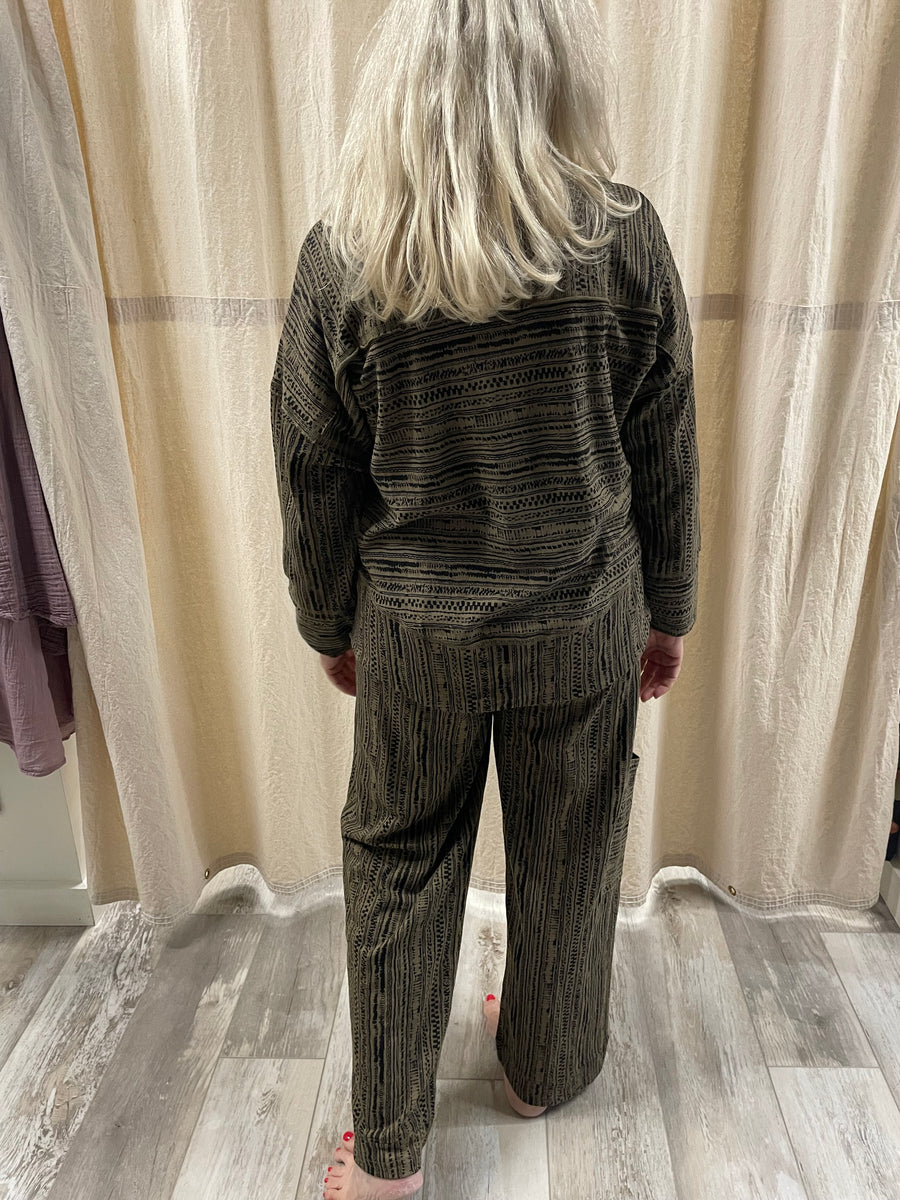 Stripe Cotton Slub J Pocket Flood Pant