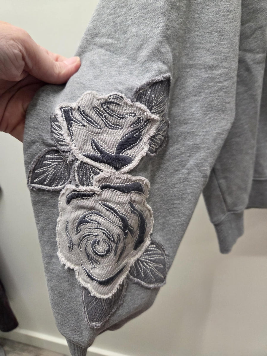 Teddy Crew Neck in Rose Patchwork by Driftwood Robin Boutique