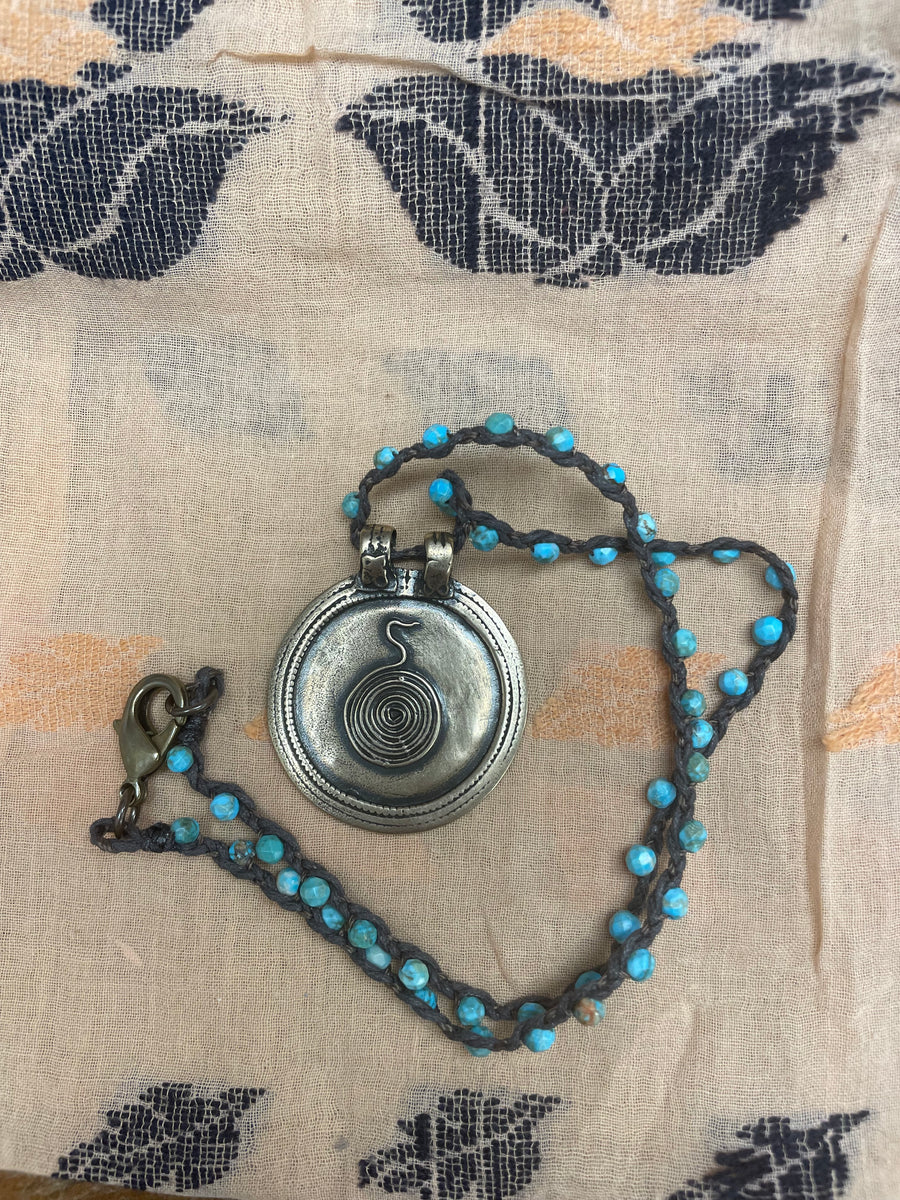 Snake Cast in Bronze Short Necklace