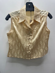 Reworked Sleeveless Flowy Crop Button Down #10