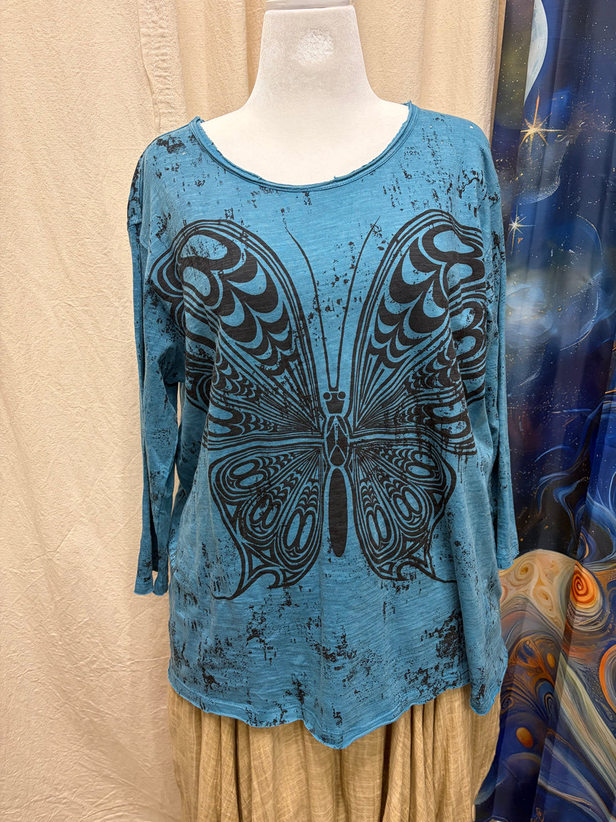 Driftwood Day Tee in Butterfly Print by Paper Lace