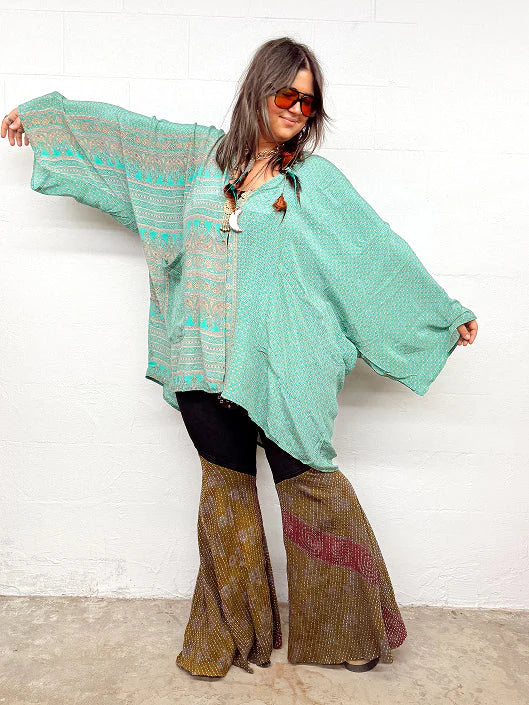 Crepe Sari Gaia Split Tunic #031 by Kantha Bae
