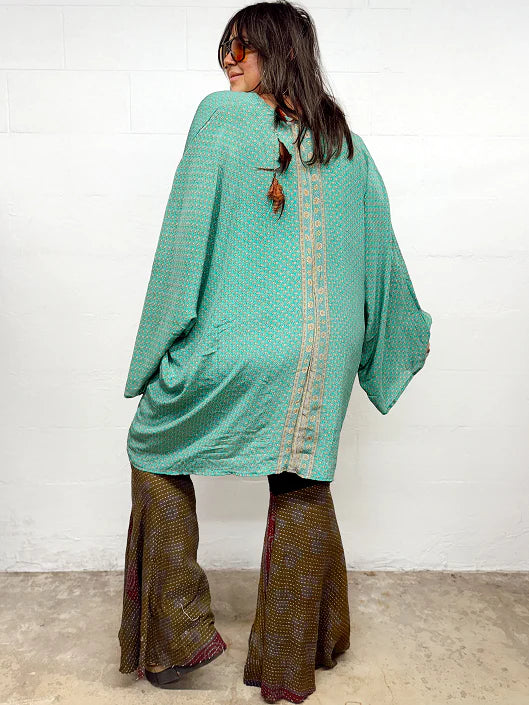 Crepe Sari Gaia Split Tunic #031 by Kantha Bae