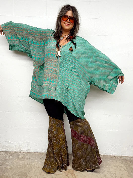 Crepe Sari Gaia Split Tunic #031 by Kantha Bae