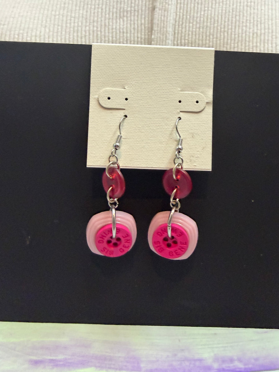 Square Stacked Button Earrings by The Vintage Jewel