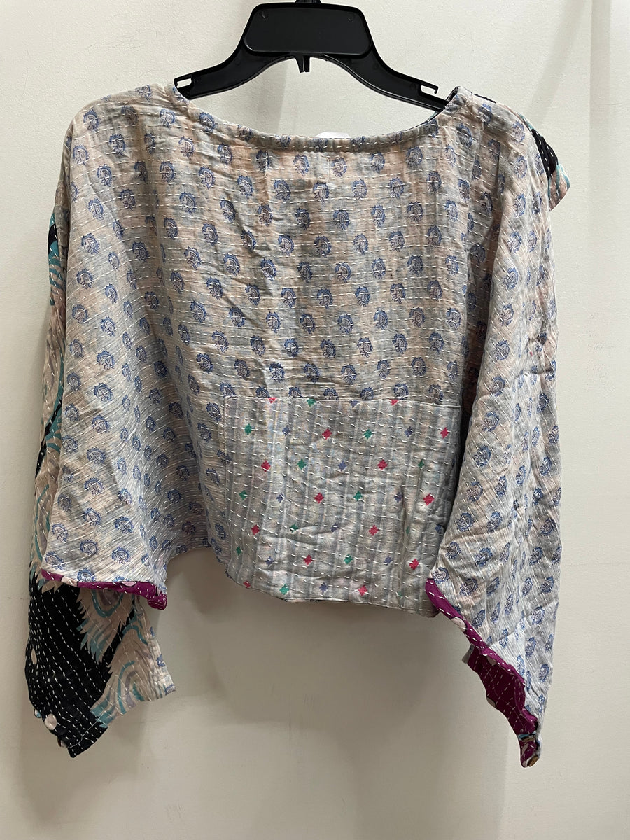 Pareo Kantha In Bloom Cropped Pullover #032 by Kantha Bae