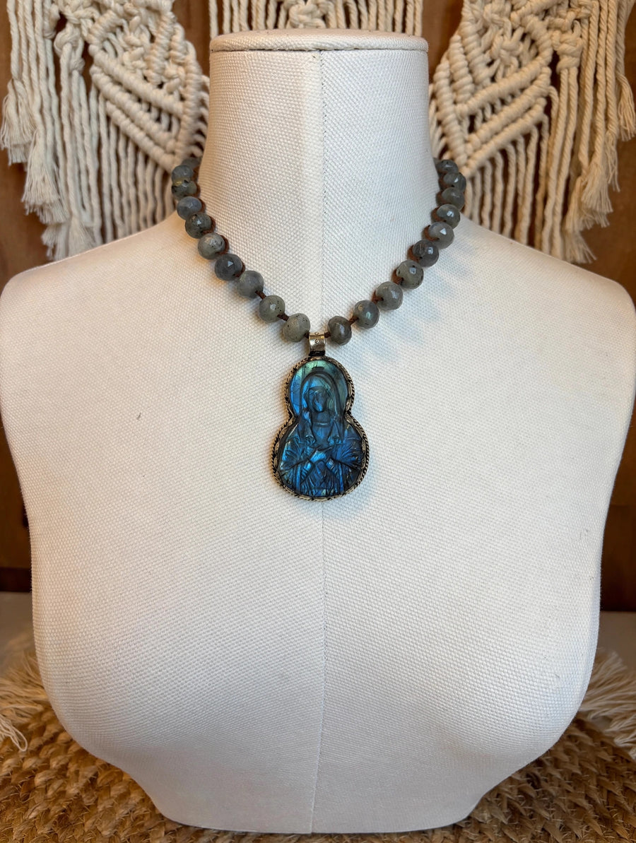 Sacred Light Labradorite Madonna Necklace by Tara Gasparian