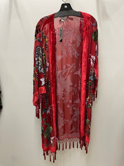 Silk Burnout Velvet Fringe Flutter Kimono by Aris A