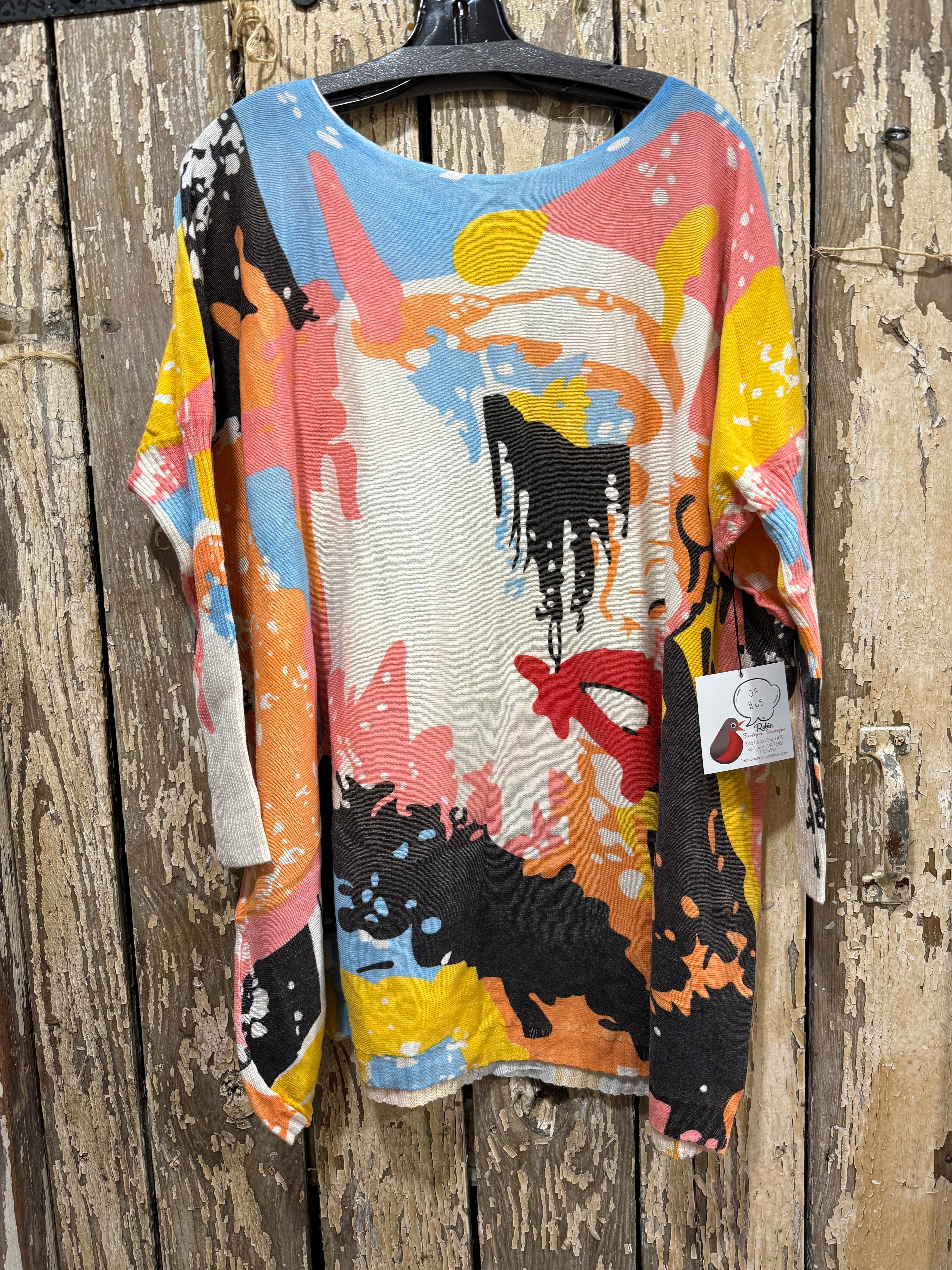 Long Sleeve Abstract Pullover Sweater