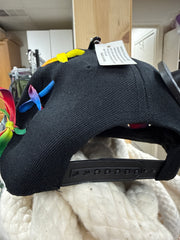 Rainbow Crisscross Detailed Black Cap Robin Boutique
