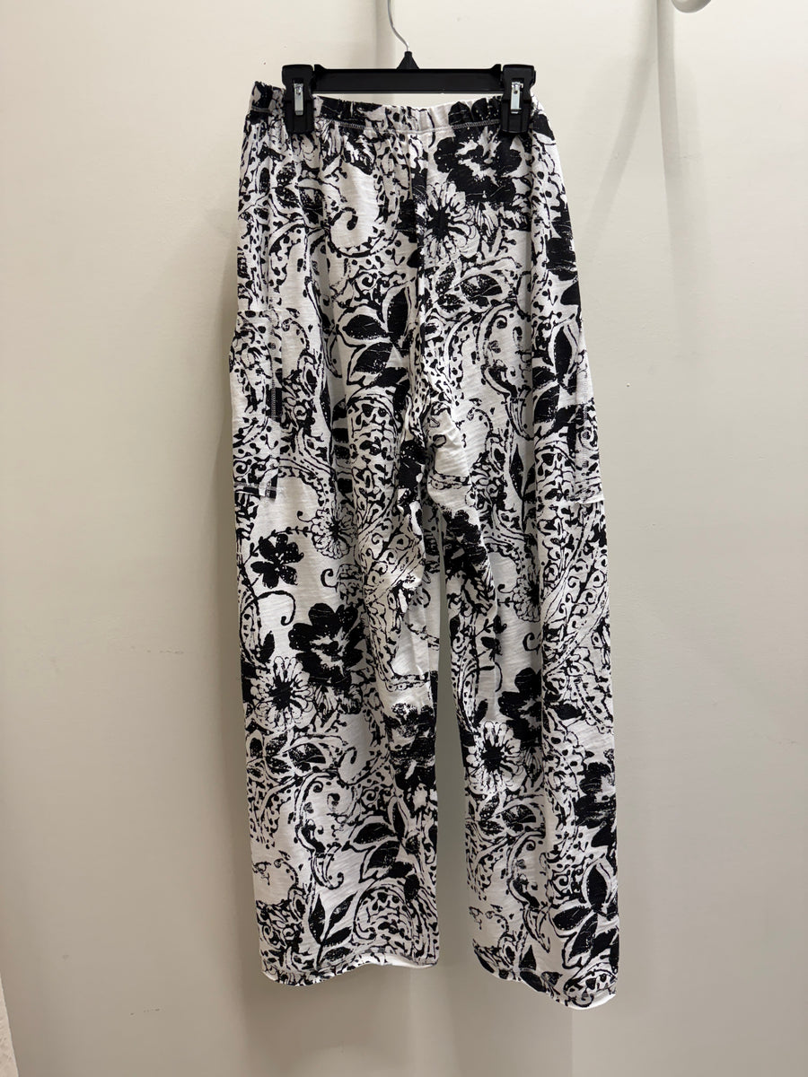 Paisley Scroll Cotton Slub Pocket Flood Pant