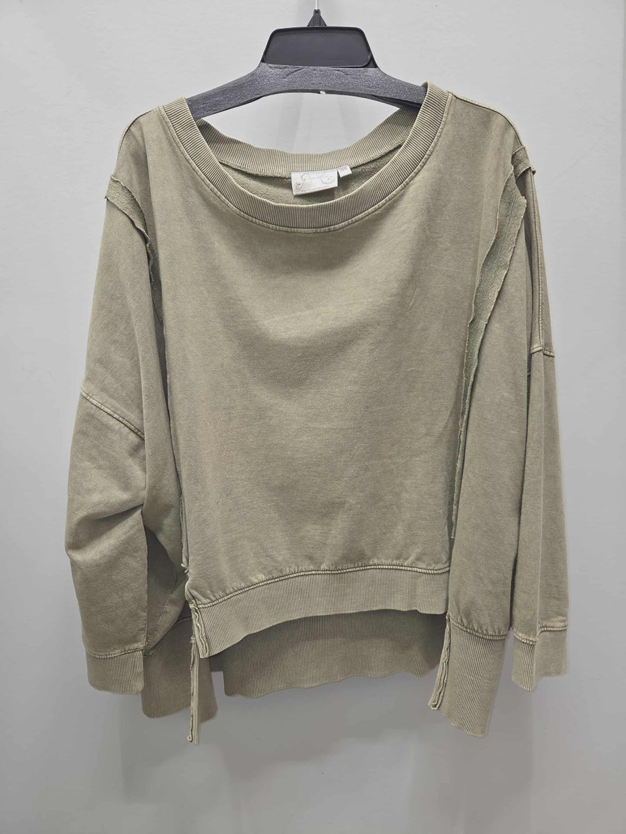 Cozy Drift Boxy Wide Neck Sweatshirt by Paper Lace