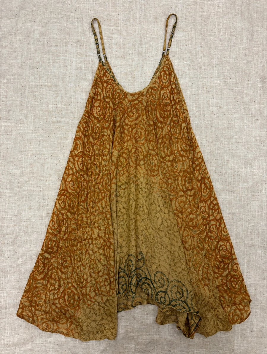 Rasgulla Sari Moonchild Mini Dress #084 by Kantha Bae
