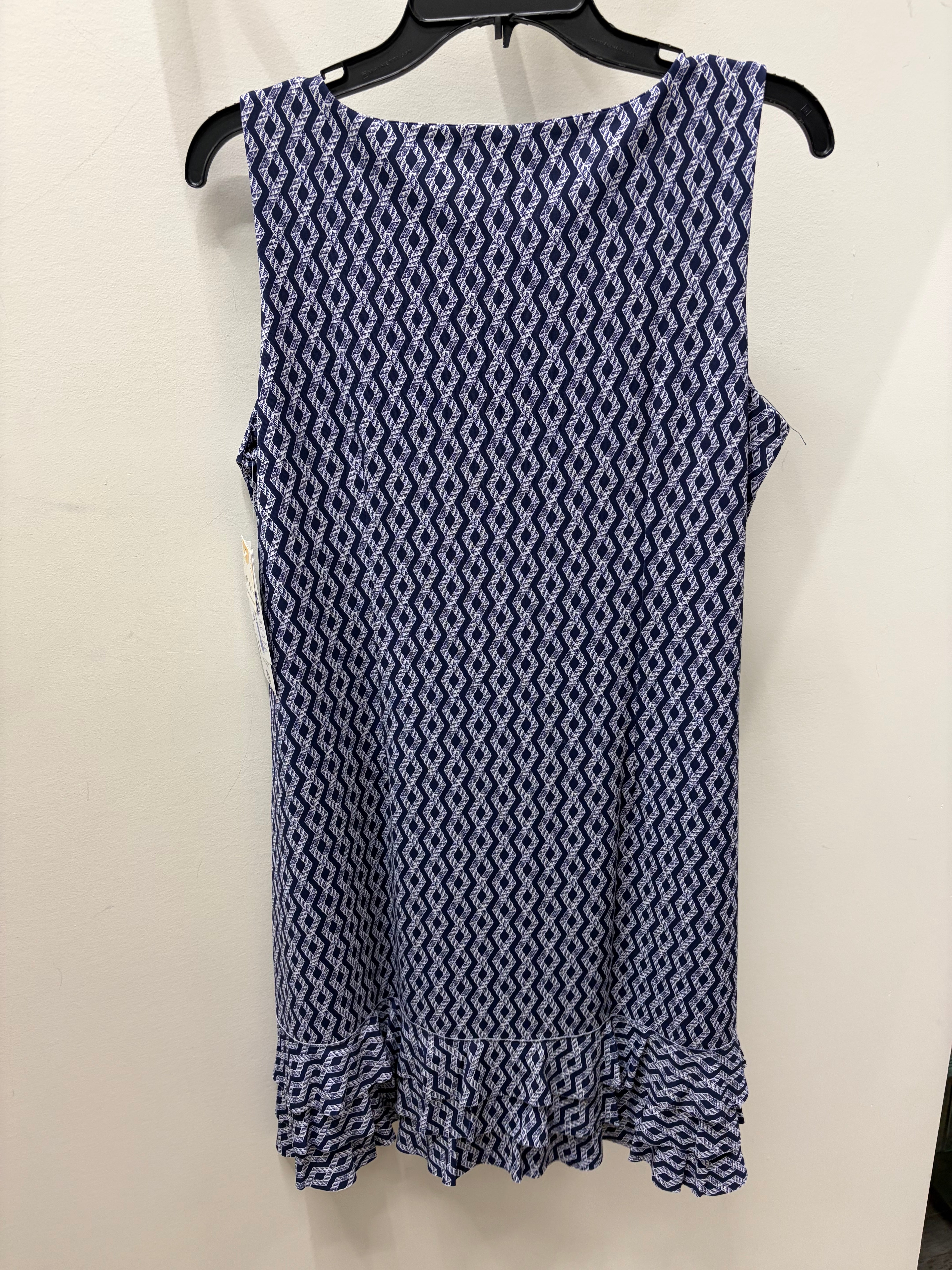 Sleeveless Ruffle Trim Dress in Rope Pattern Print by LuLu B