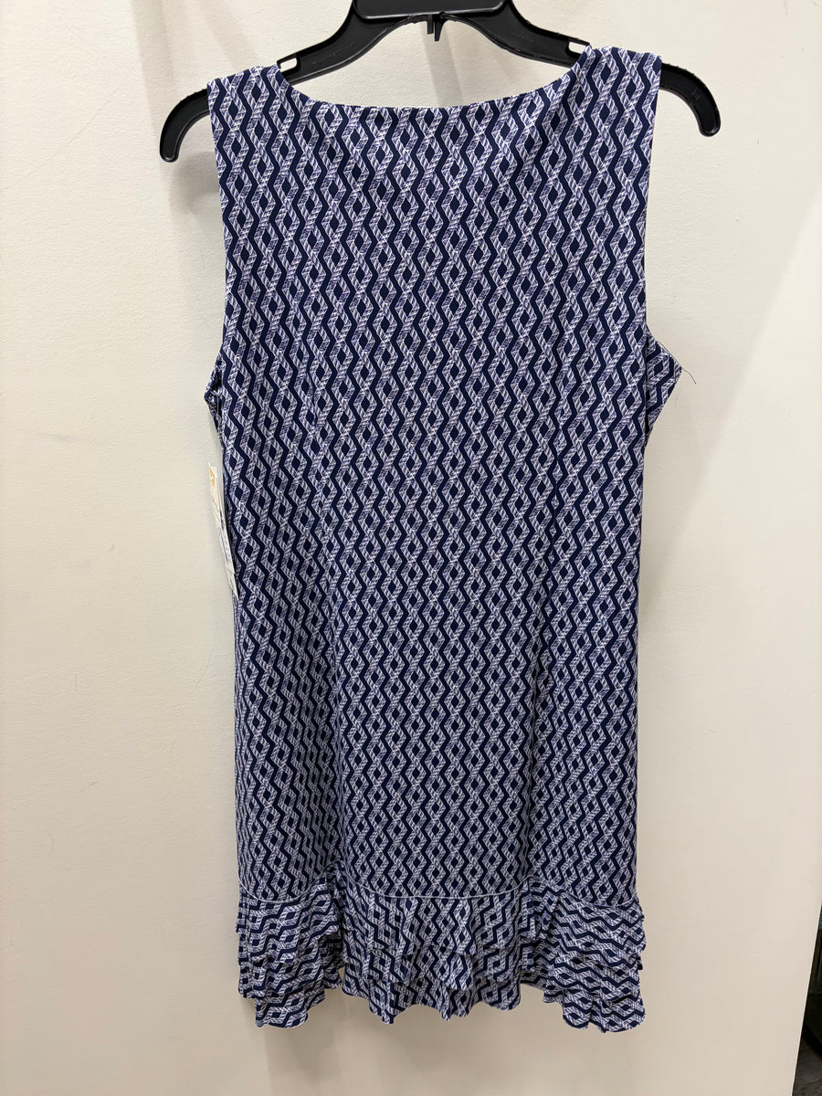 Sleeveless Ruffle Trim Dress in Rope Pattern Print by LuLu B
