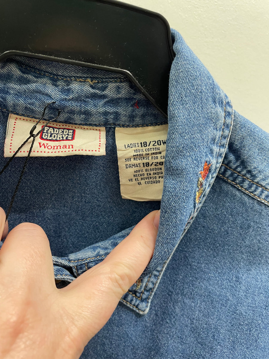 Reworked Denim Crop Button Down #215