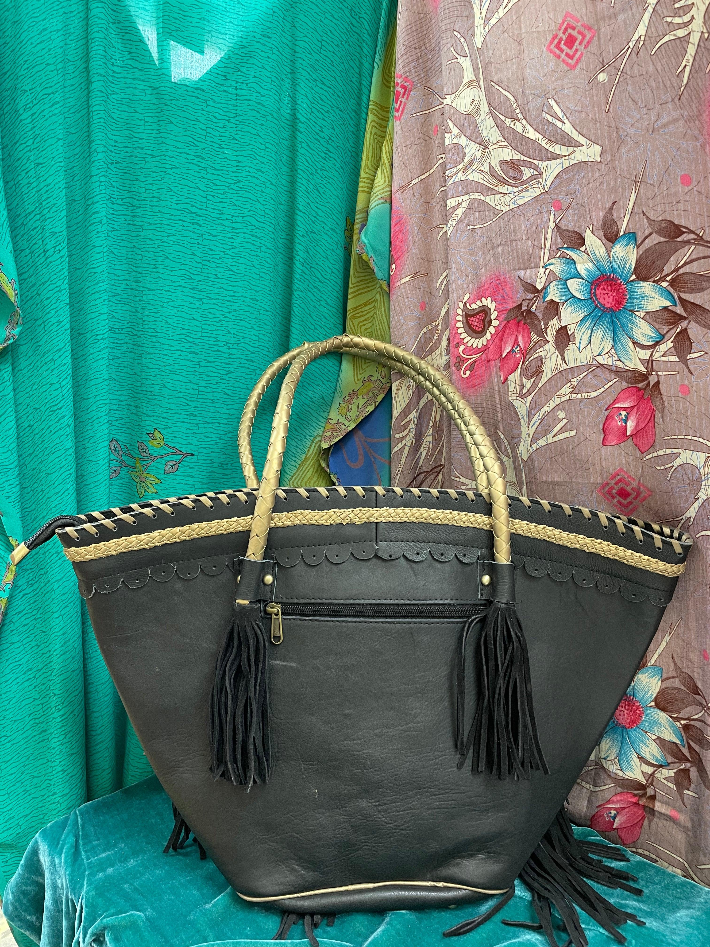 Upcycled Embroidered Market Studded Tote by Kantha Bae - Robin Boutique-Boutique 