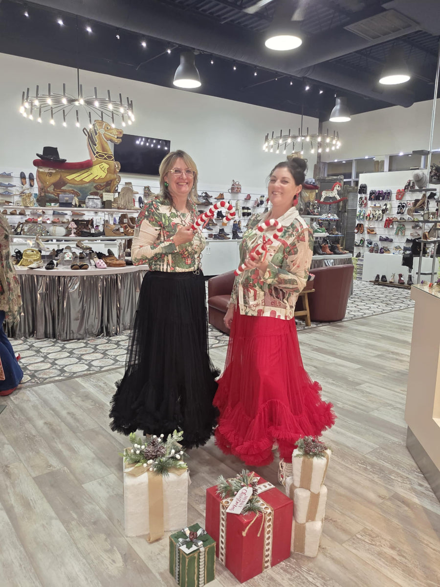 Additional view of Sparkling Sheer Mesh Layering Shirt in Vintage Christmas by Origami from Robin Boutique.