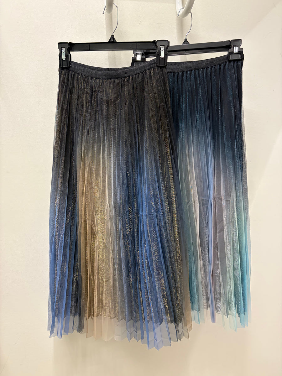 Iridescent Pleated Mesh Skirt by EllyNDale