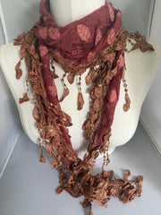 Feather Lace Fringe Scarf