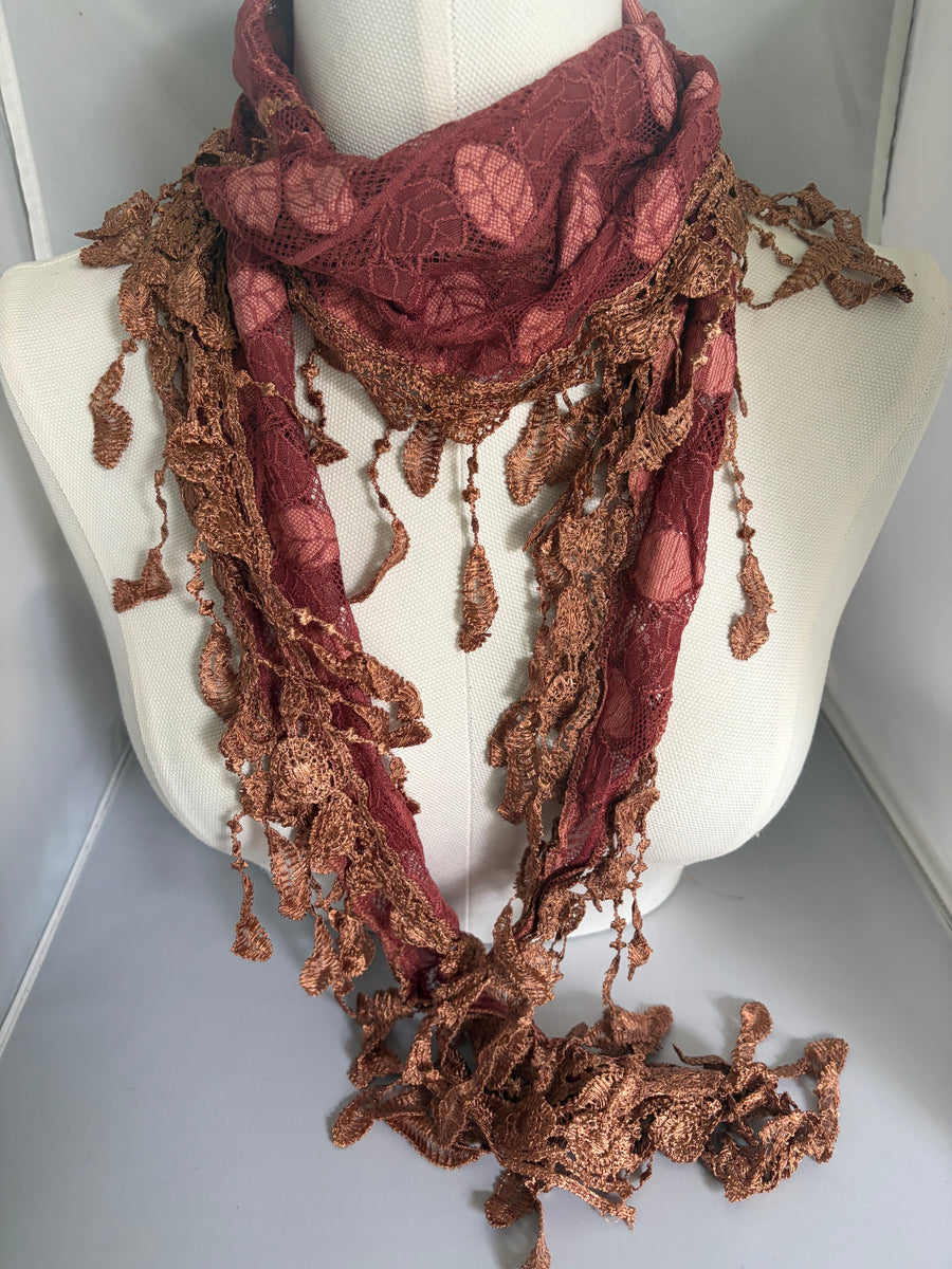 Feather Lace Fringe Scarf