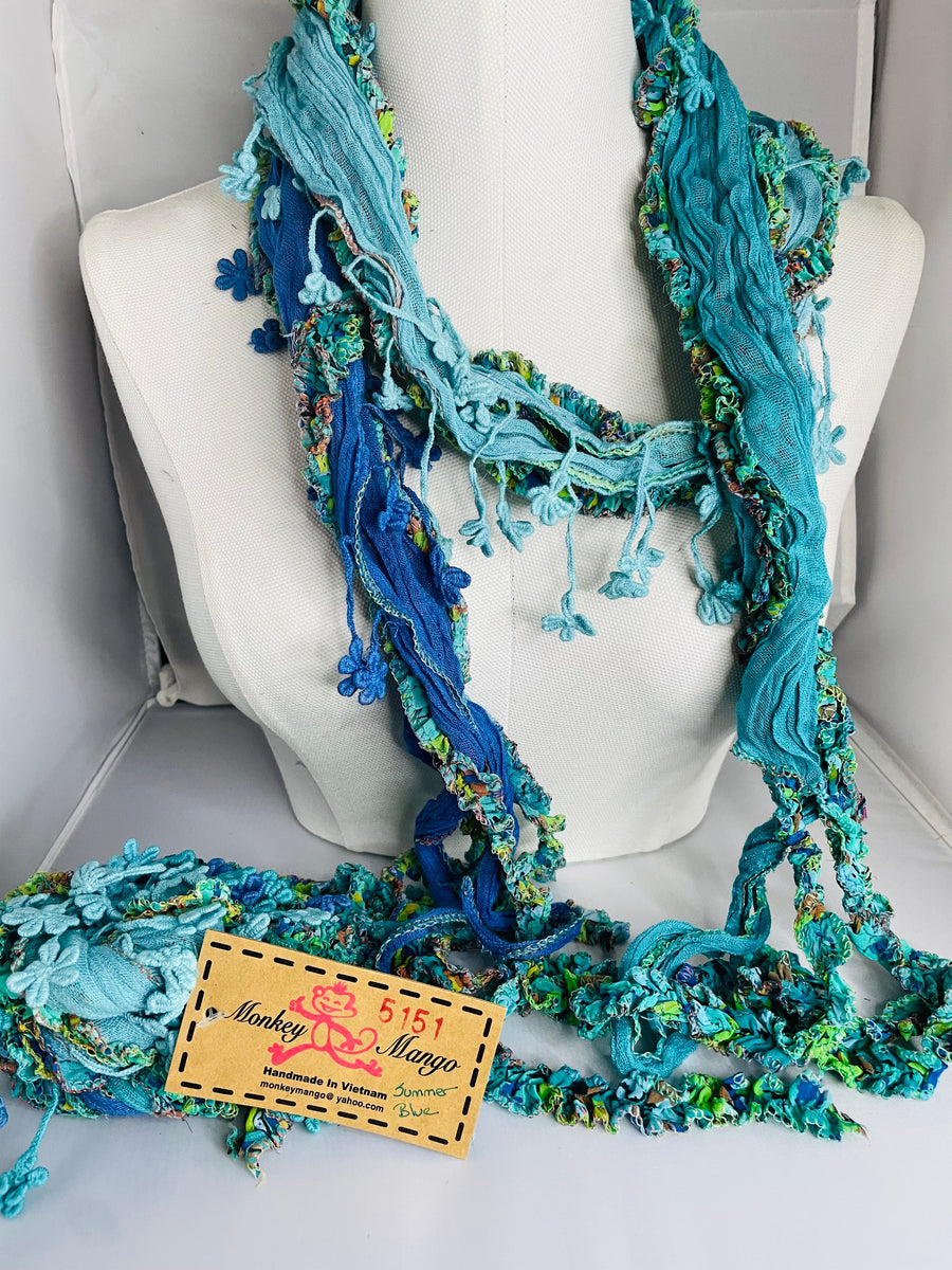 Boho Mixed Tassel Handmade Scarf Necklace