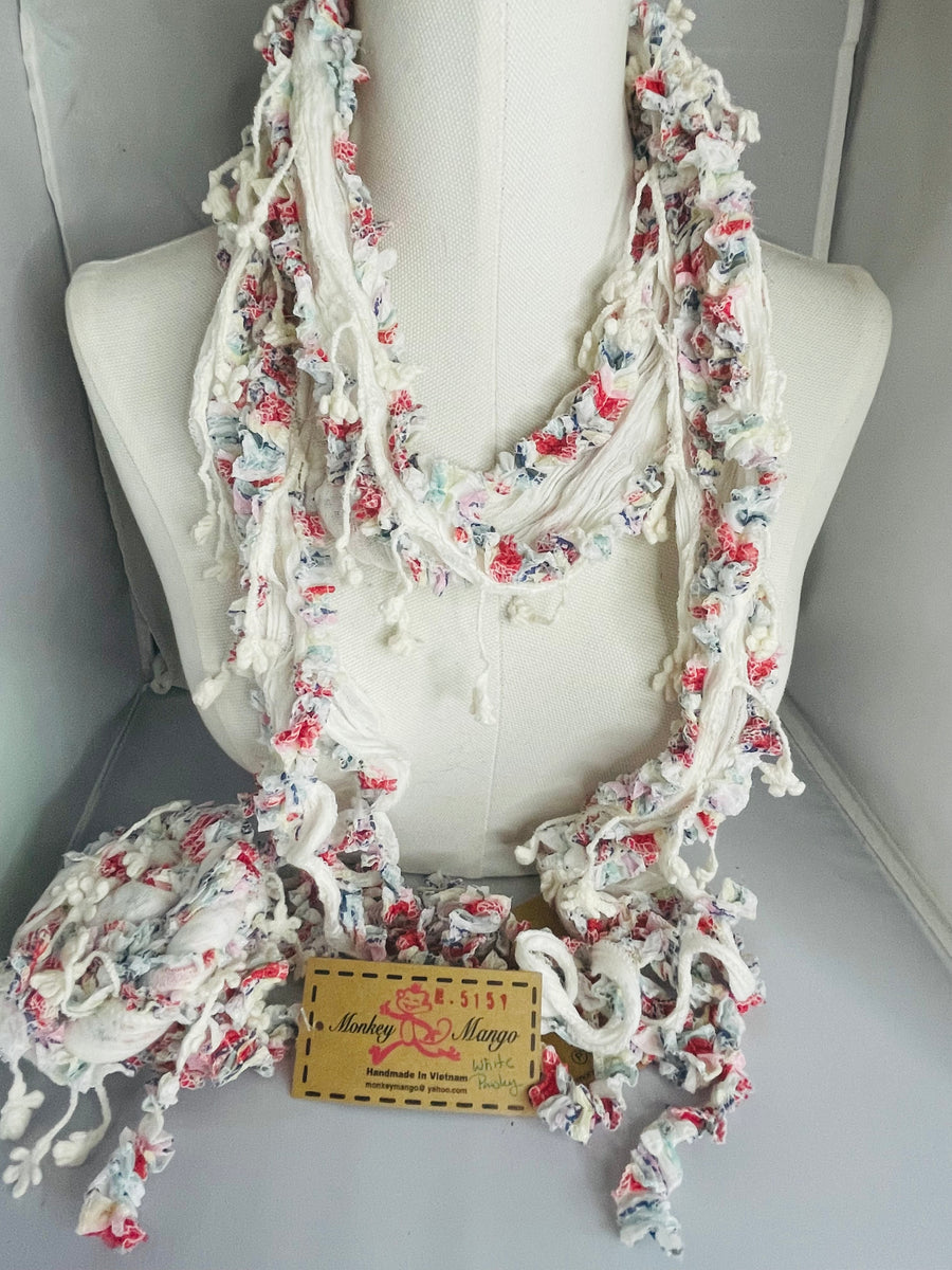 Boho Mixed Tassel Handmade Scarf Necklace