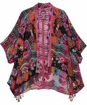Bohemian Tapestry Kimono Jacket with Fringe