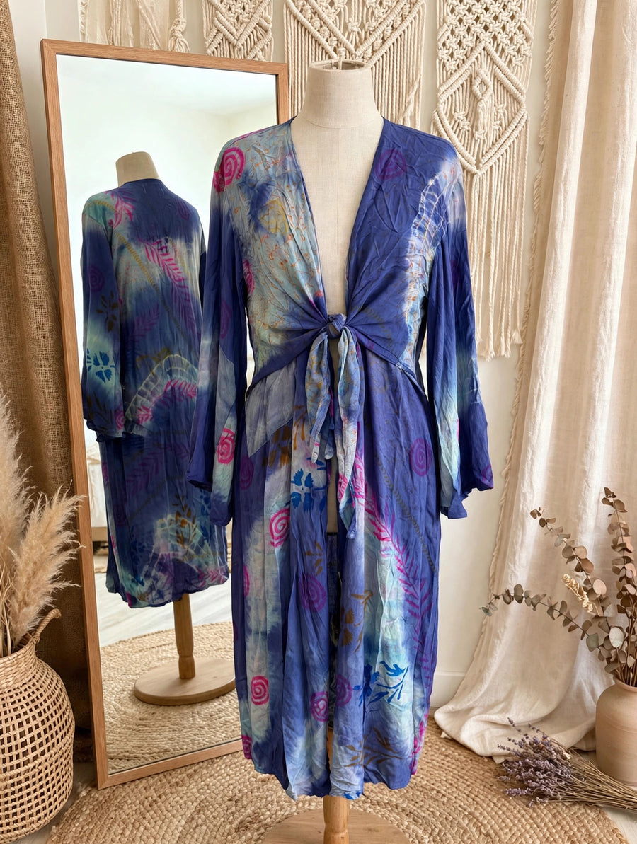 Crepe Sari Spellbound Kimono #048 by Kantha Bae