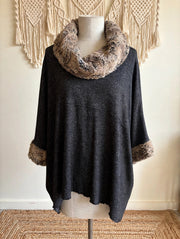Faux Fur Cowl Poncho by Soulitude