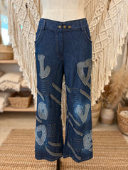 Love Lines Denim Pants by The Paper Lace