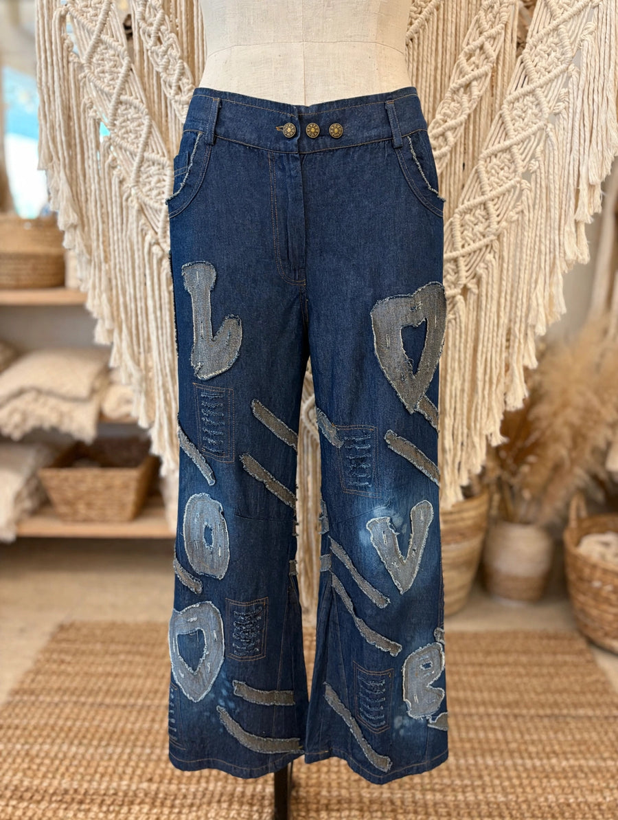Love Lines Denim Pants by The Paper Lace