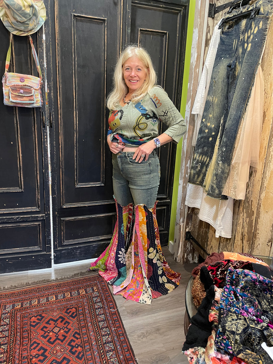 Got You Covered Kantha Jeans by Jaded Gypsy - Robin Boutique-Boutique 
