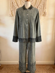 Ruffled Hem Mineral Wash Pants by The Paper Lace