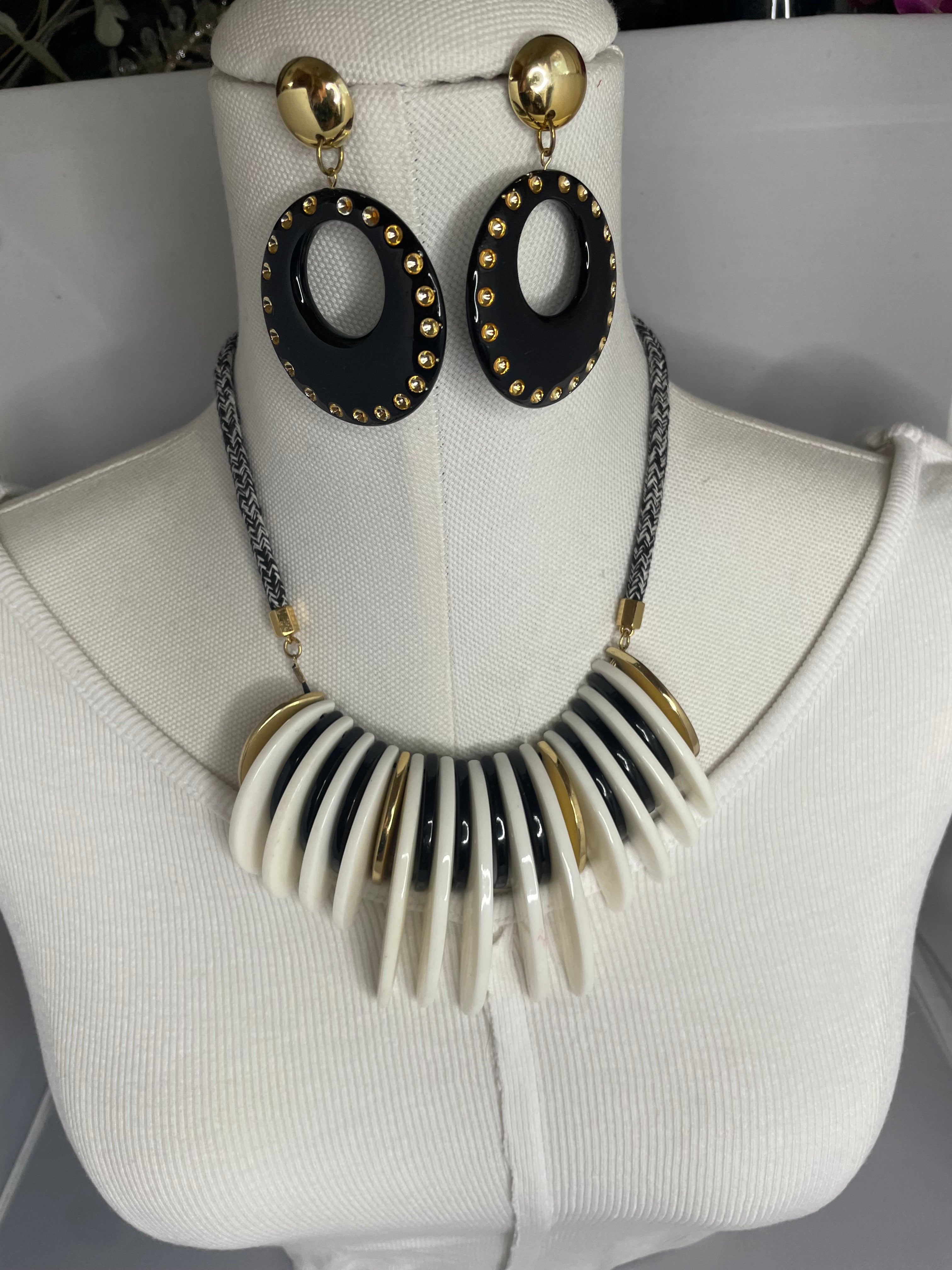 Black Acrylic Hoop Earrings by The Vintage Jewel