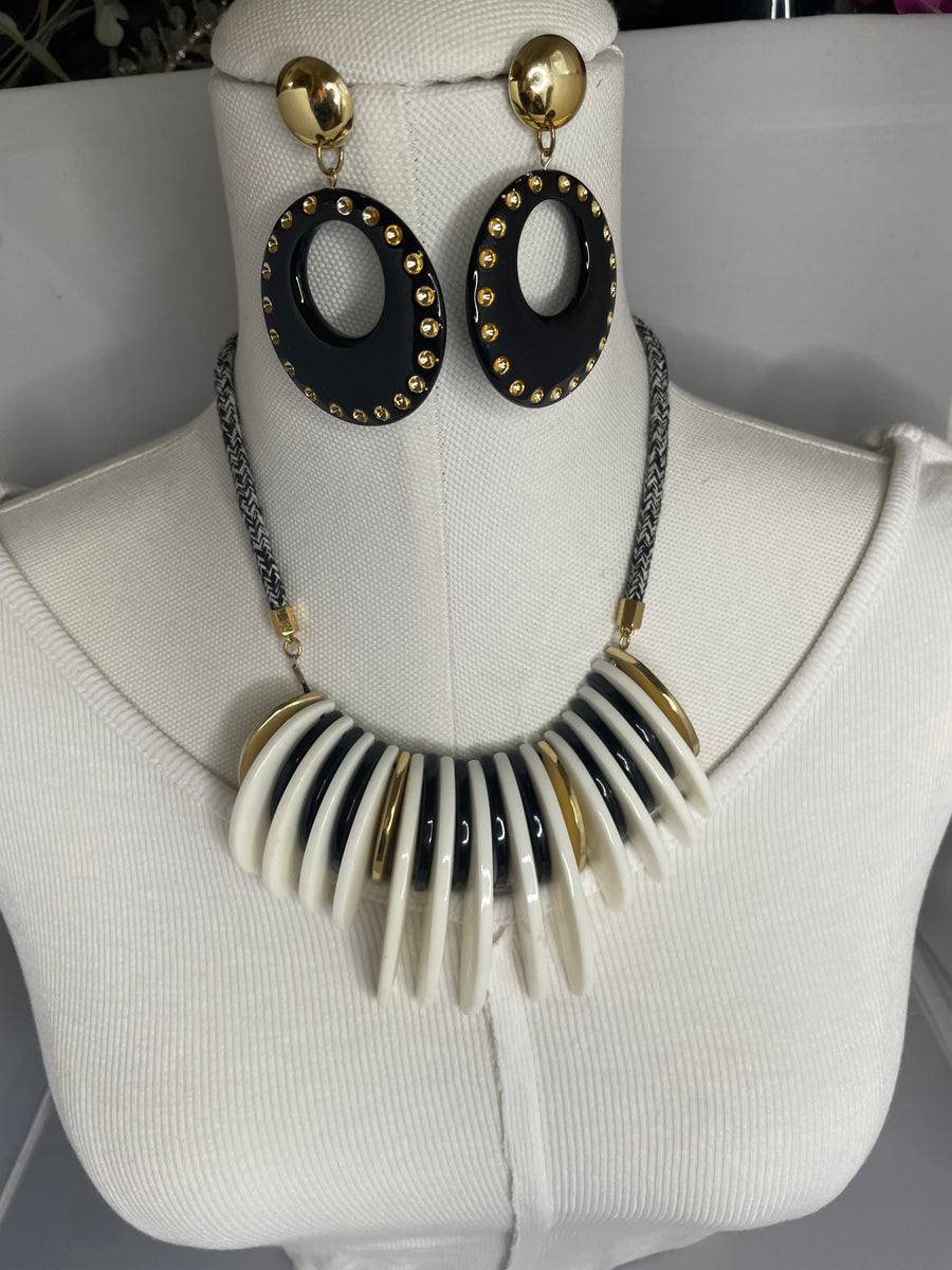 Black Acrylic Hoop Earrings by The Vintage Jewel