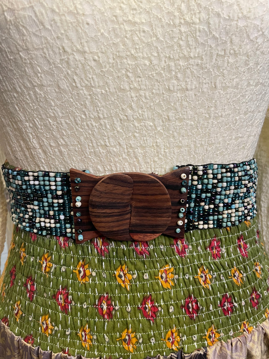 Turquoise Multi Beaded Belt by Bali Queen