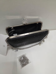 Jet Rhinestone Evening Bag with Pearl and Rhinestone Handle Robin Boutique