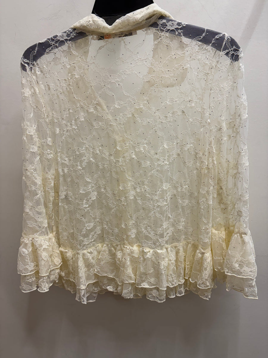 Sparkly Lace Peplum Blouse by Origami